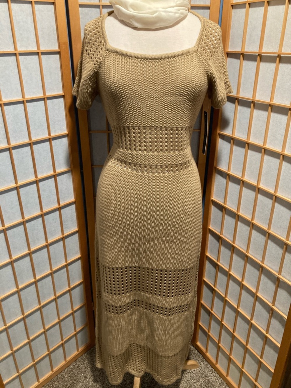 Almost Famous Kohl's Tan Knit Dress with Square Neck (G14)